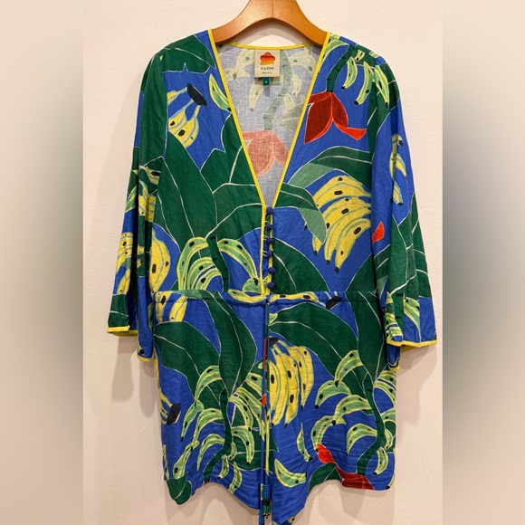 FARM Rio Tropical Banana Leaf Print Romper. Size M - Picture 5 of 10